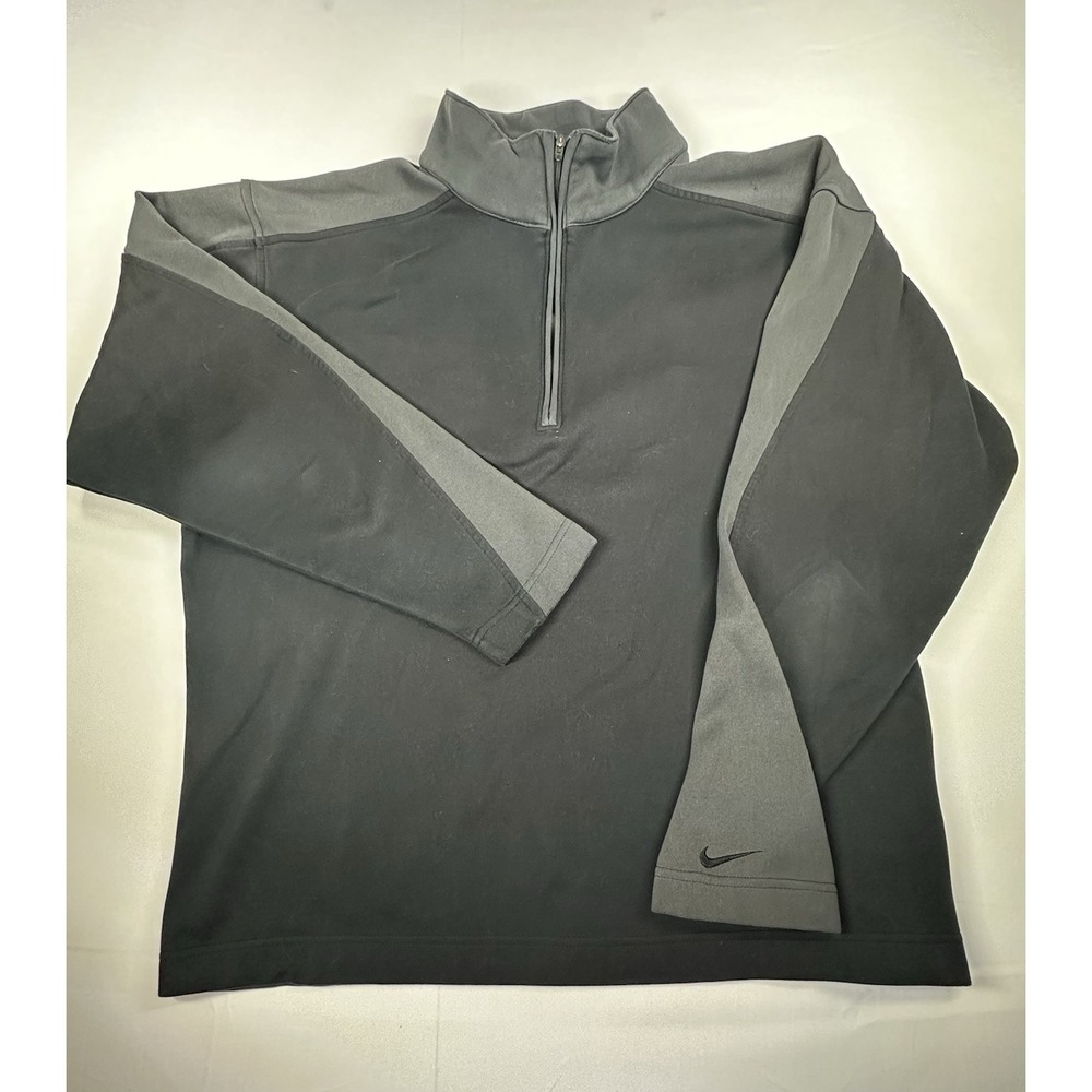 Nike Golf Men's Large 1/4 Zip Pullover Dri Fit Charcoal Long Sleeve Shirt Active